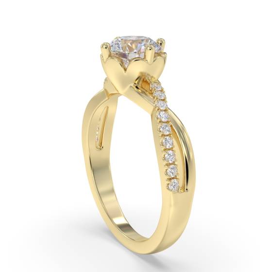 Infinity Twist Round Diamond Engagement Ring
