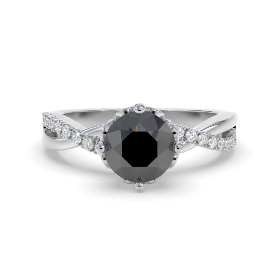 Black Diamond Shoulder Set Ring