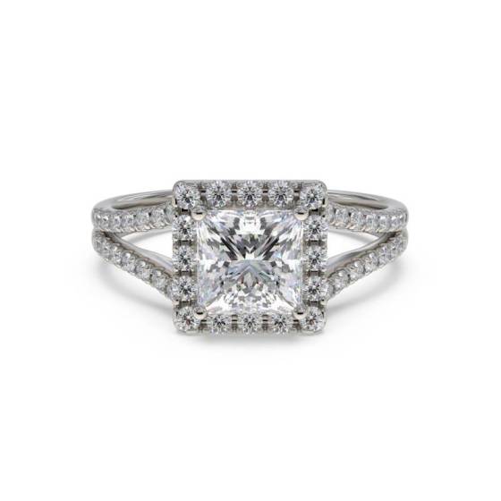 GIA Certified 0.50ct VVS2/D Princess Diamond Single Halo Ring