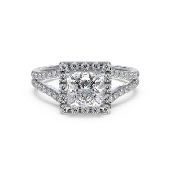GIA Certified 0.50ct VVS2/D Princess Diamond Single Halo Ring