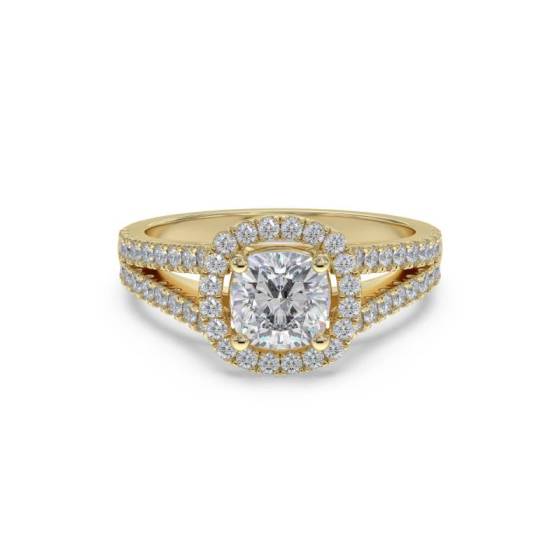 GIA Certified 0.75ct VS2/D Cushion Diamond Single Halo Shoulder Set Ring
