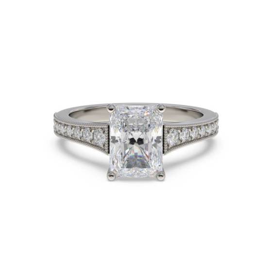 GIA Certified 0.75ct SI1/E Radiant Diamond Shoulder Set Ring