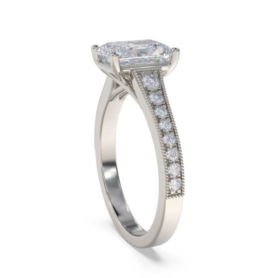 Radiant Diamond Shoulder Set Ring