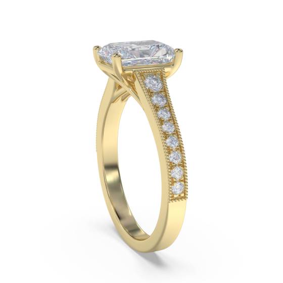 Radiant Diamond Shoulder Set Ring