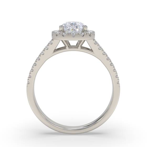 Pear Diamond Single Halo Shoulder Set Ring