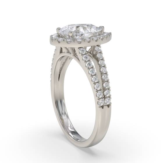 Pear Diamond Single Halo Shoulder Set Ring