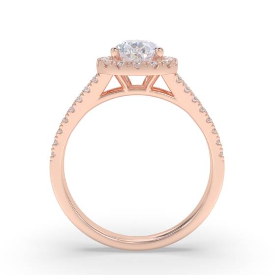 Pear Diamond Single Halo Shoulder Set Ring