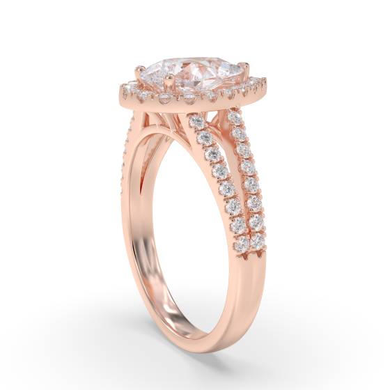Pear Diamond Single Halo Shoulder Set Ring