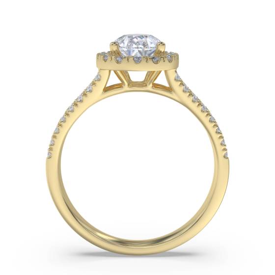 0.85ct VS2/E Pear Natural Diamond Halo Shoulder Set Ring