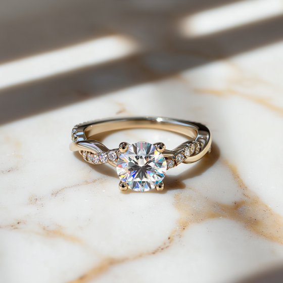Infinity Twist Round Diamond Engagement Ring