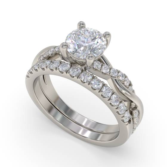 Infinity Twist Round Diamond Engagement Ring