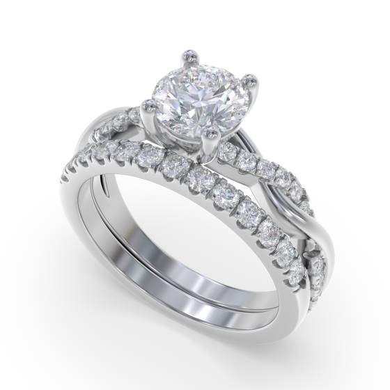 Infinity Twist Round Diamond Engagement Ring