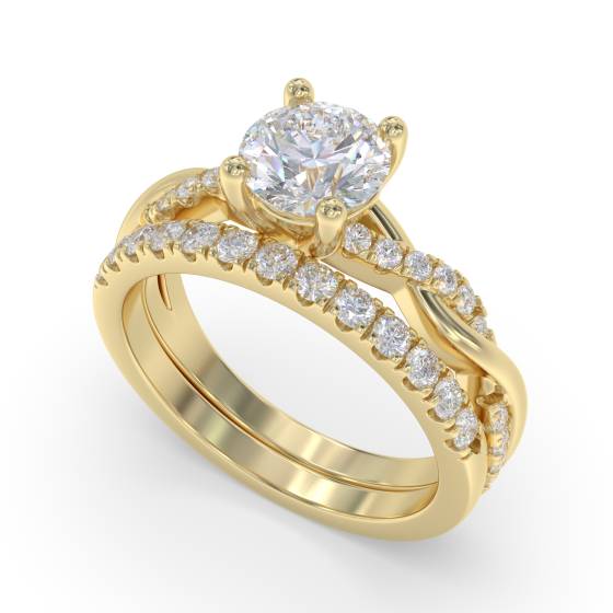 Infinity Twist Round Diamond Engagement Ring