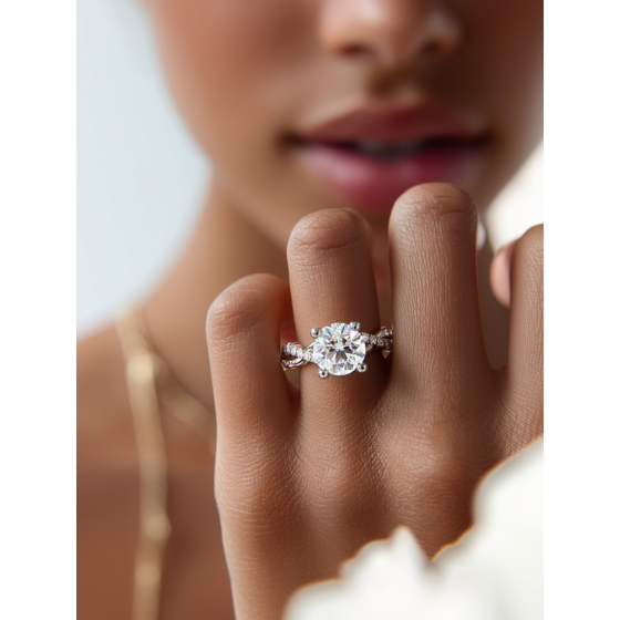 Infinity Twist Round Diamond Engagement Ring