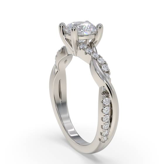 Infinity Twist Round Diamond Engagement Ring
