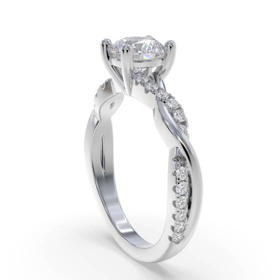 Infinity Twist Round Diamond Engagement Ring