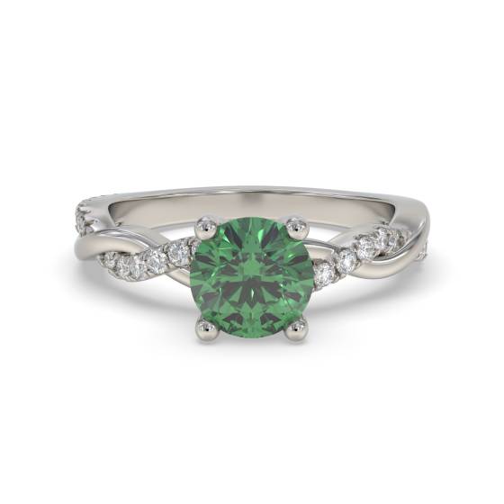 Round Emerald and Diamond Ring