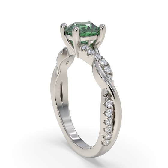 Round Emerald and Diamond Ring
