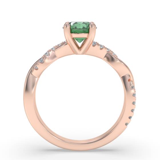 Round Emerald and Diamond Ring