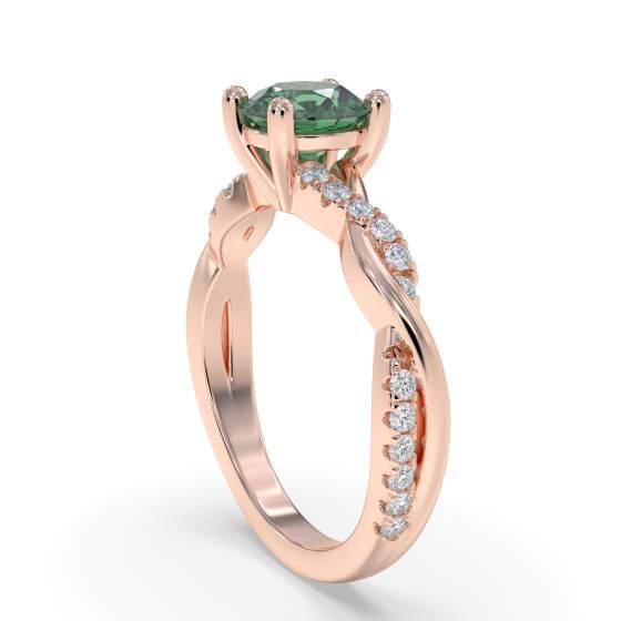 Round Emerald and Diamond Ring