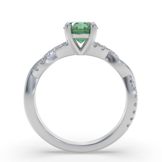 Round Emerald and Diamond Ring