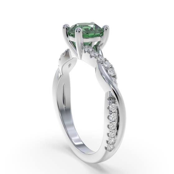 Round Emerald and Diamond Ring