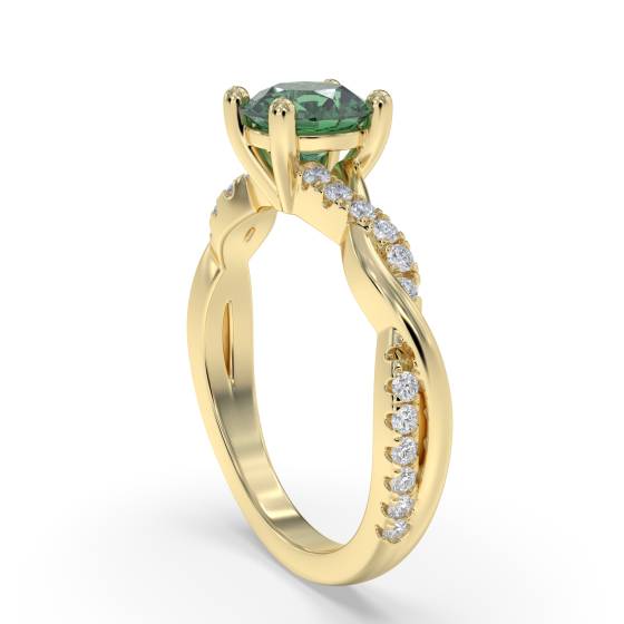 Round Emerald and Diamond Ring