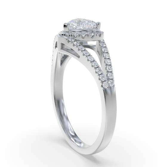 Heart Diamond Single Halo Shoulder Set Ring