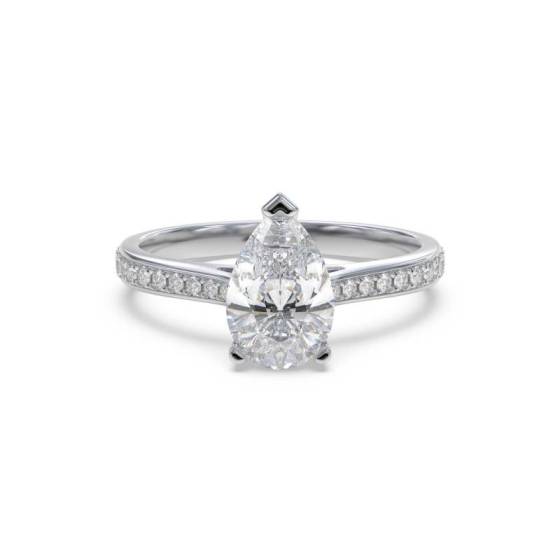 GIA Certified 1.00ct VVS1/F Pear Diamond Shoulder Set Ring
