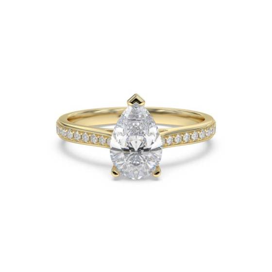 GIA Certified 1.40ct SI2/D Pear Diamond Shoulder Set Ring