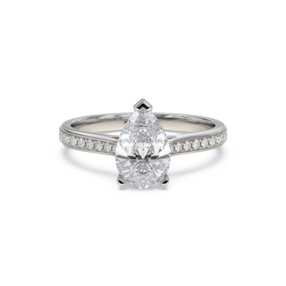 GIA Certified 1.40ct VS2/D Pear Diamond Shoulder Set Ring