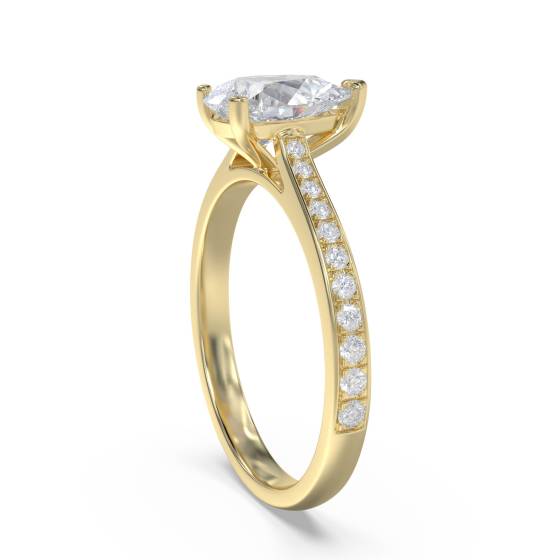 Pear Diamond Shoulder Set Ring