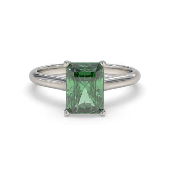Fancy Emerald Green Radiant Diamond Solitaire Ring