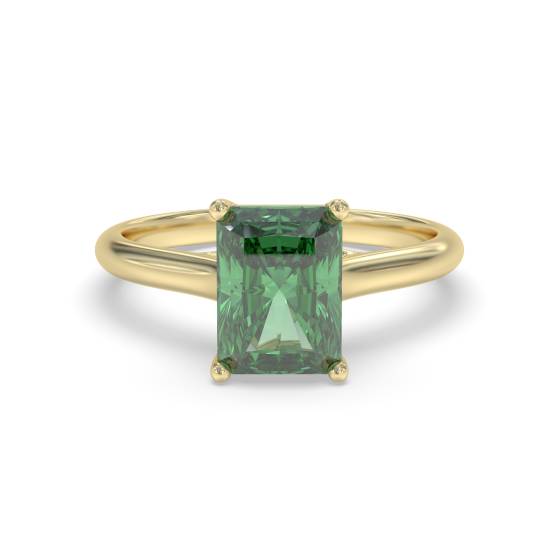 Fancy Emerald Green Radiant Diamond Solitaire Ring