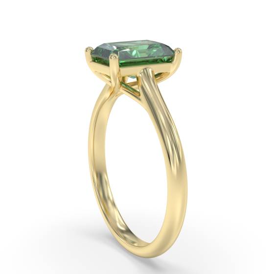 Fancy Emerald Green Radiant Diamond Solitaire Ring