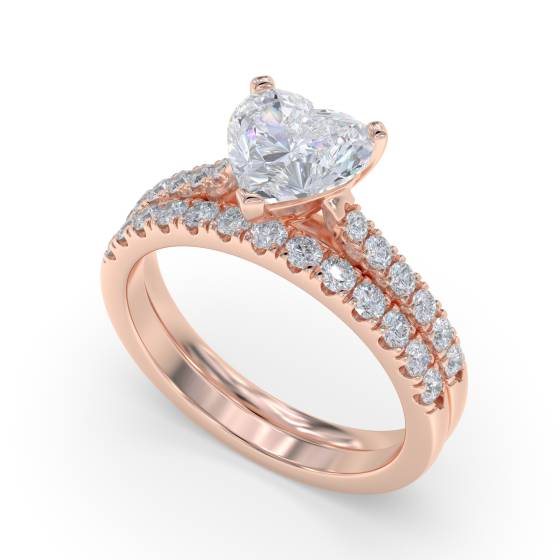 Modern Heart Diamond Shoulder Set Ring
