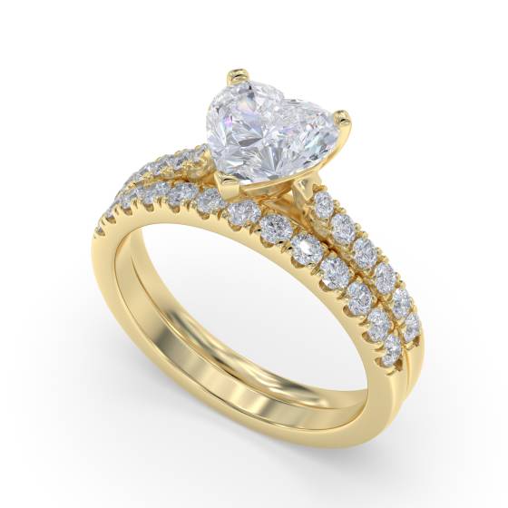 Modern Heart Diamond Shoulder Set Ring