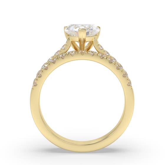 Heart Diamond Shoulder Set Ring With Matching Band