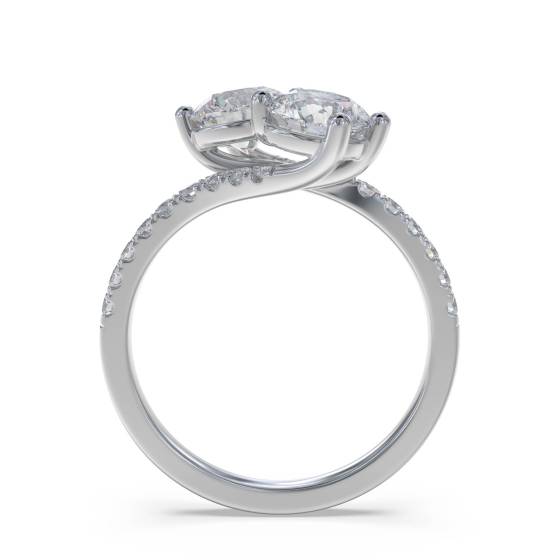 Two Stone Round Diamond Shoulder Set Ring