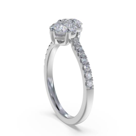 Two Stone Round Diamond Shoulder Set Ring