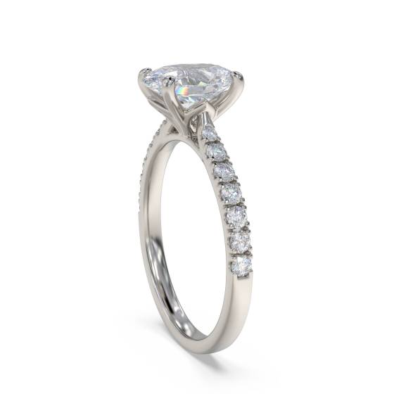 0.75ct VS2/H Oval Natural Diamond Shoulder Set Ring
