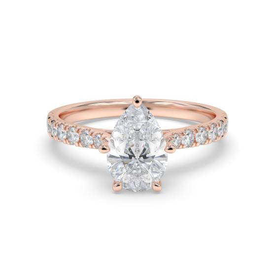 Pear Diamond Shoulder Set Ring
