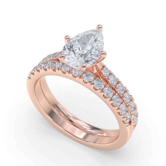 Pear Diamond Shoulder Set Ring