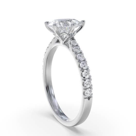 Pear Diamond Shoulder Set Ring