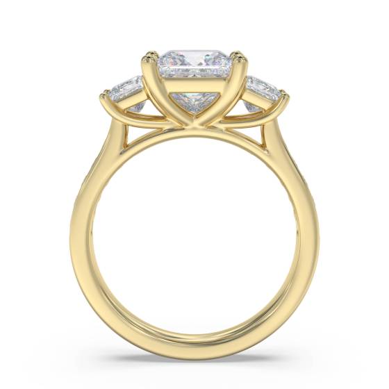 3 Stone Princess Diamond Shoulder Set Ring
