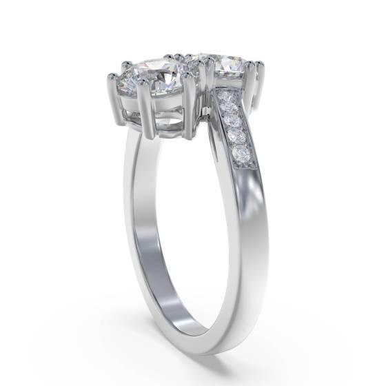 Two Stone Round Diamond Shoulder Set Ring