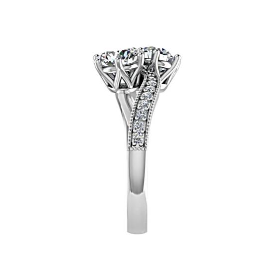 Two Stone Round Diamond Shoulder Set Ring