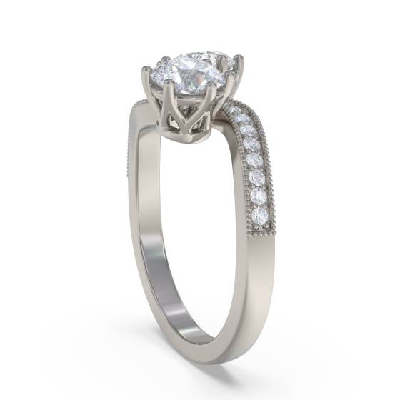 Two Stone Round Diamond Shoulder Set Ring