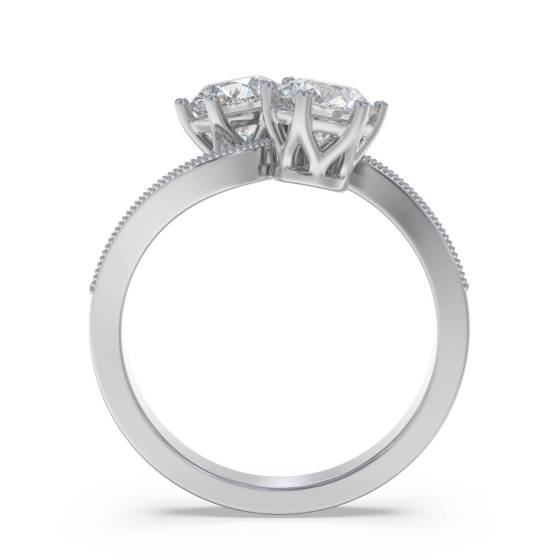 Two Stone Round Diamond Shoulder Set Ring