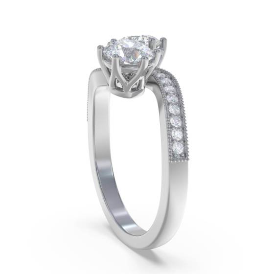 Two Stone Round Diamond Shoulder Set Ring